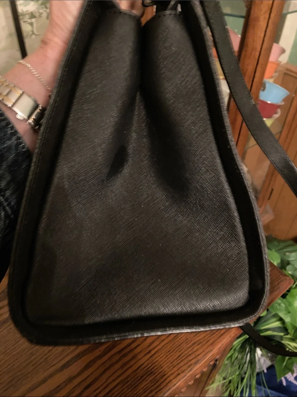 KATE SPADE EUC Cameron Street Candace Black Leather &Gray Wool 2-way Satchel Bag